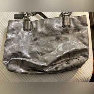 Coach Metallic Gray Shoulder Bag with wallet